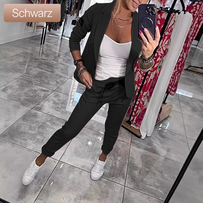2-teiliges Set aus lässiger Anzugjacke und Hose für Damen🌺