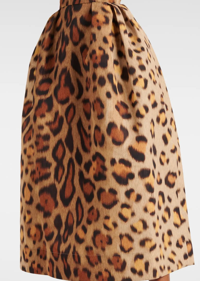 Animal-Print Bustier-Midi-Kleid