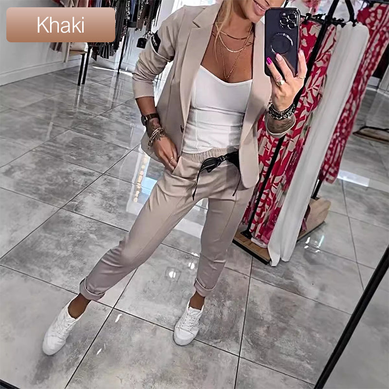 2-teiliges Set aus lässiger Anzugjacke und Hose für Damen🌺
