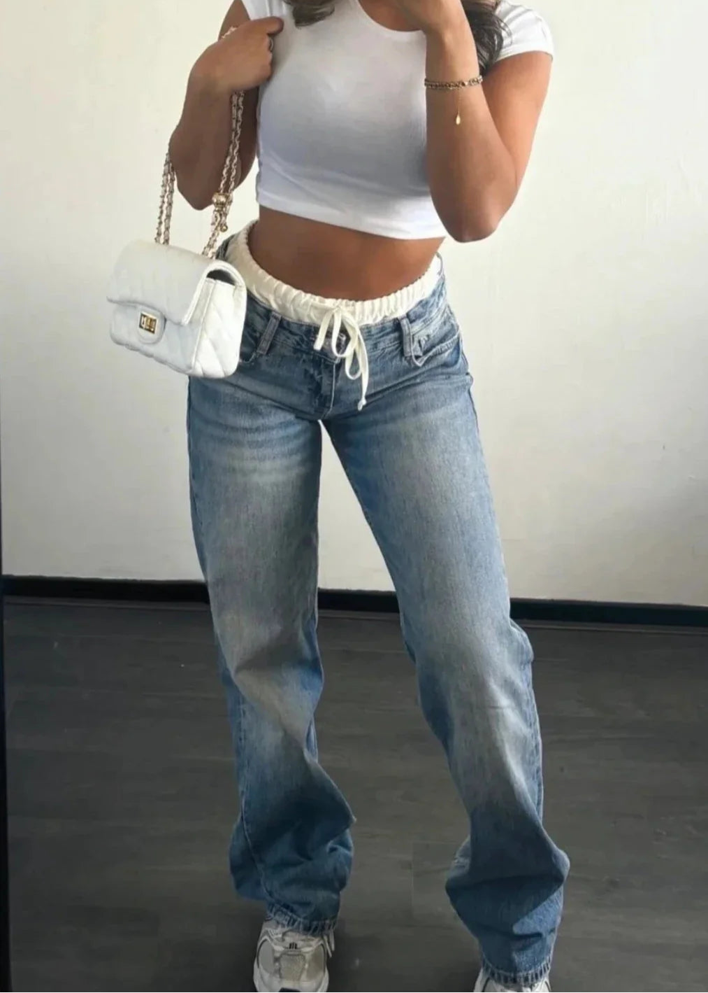 Lexi - Straight White Boxer Jeans