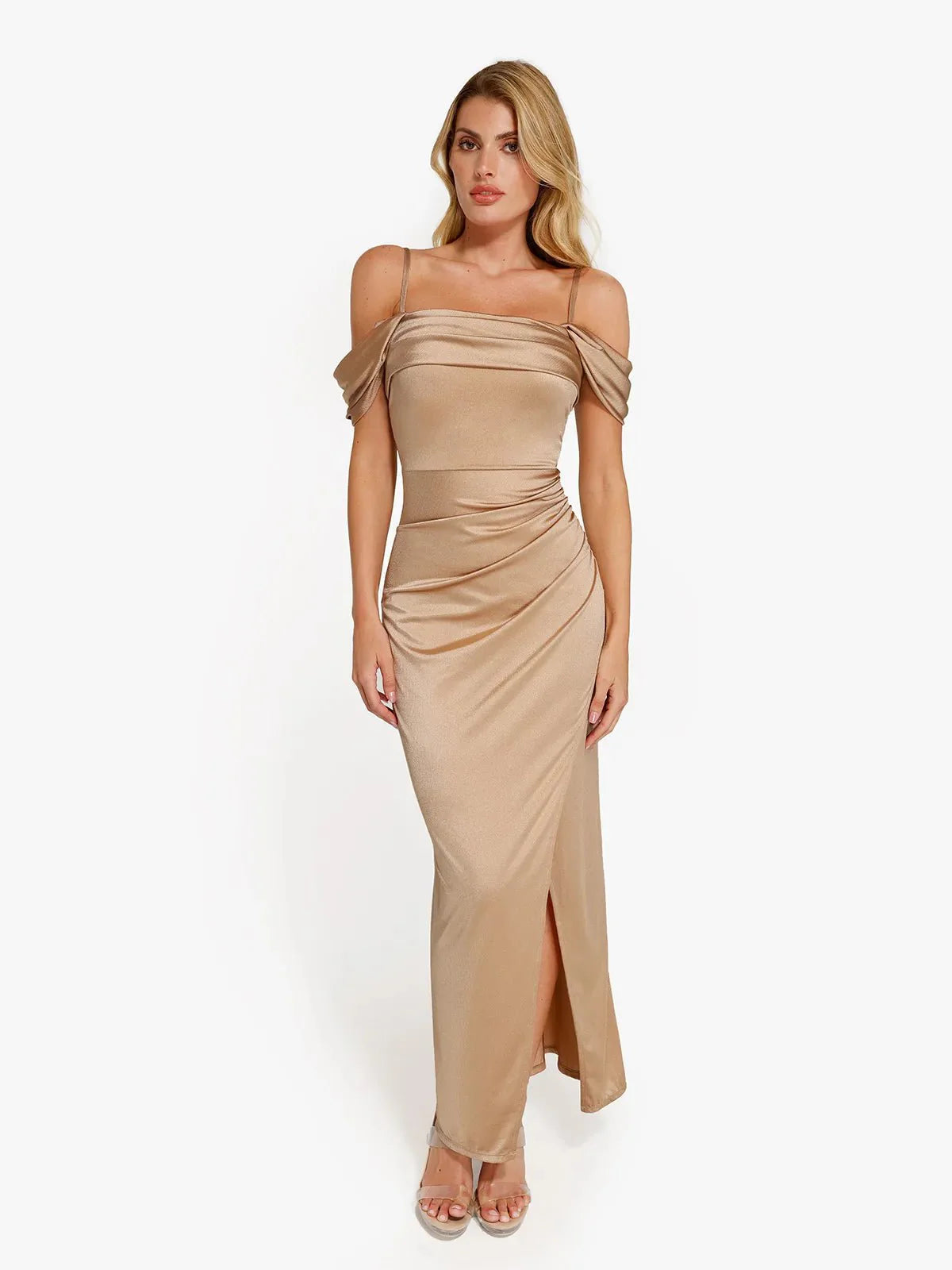 Ava - Robe longue gainante et brillante