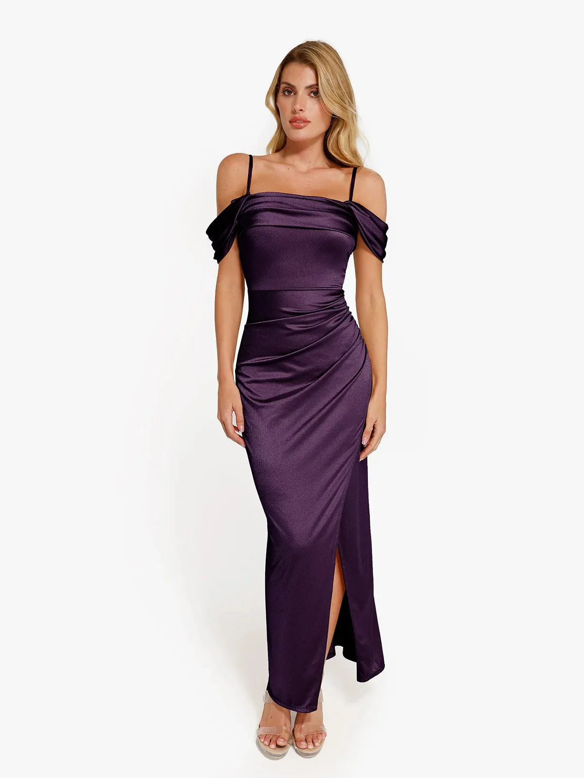 Ava - Robe longue gainante et brillante