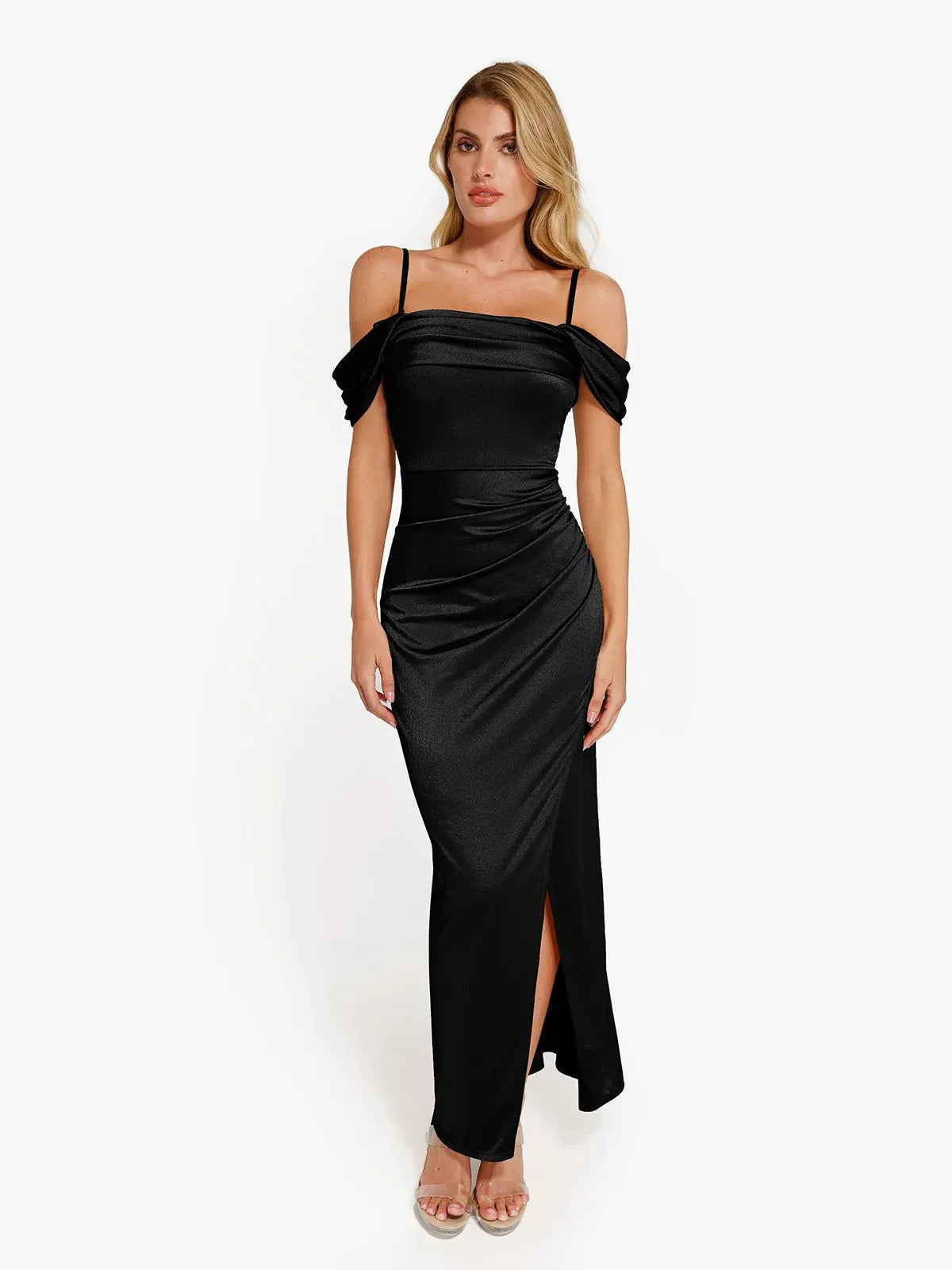 Ava - Robe longue gainante et brillante