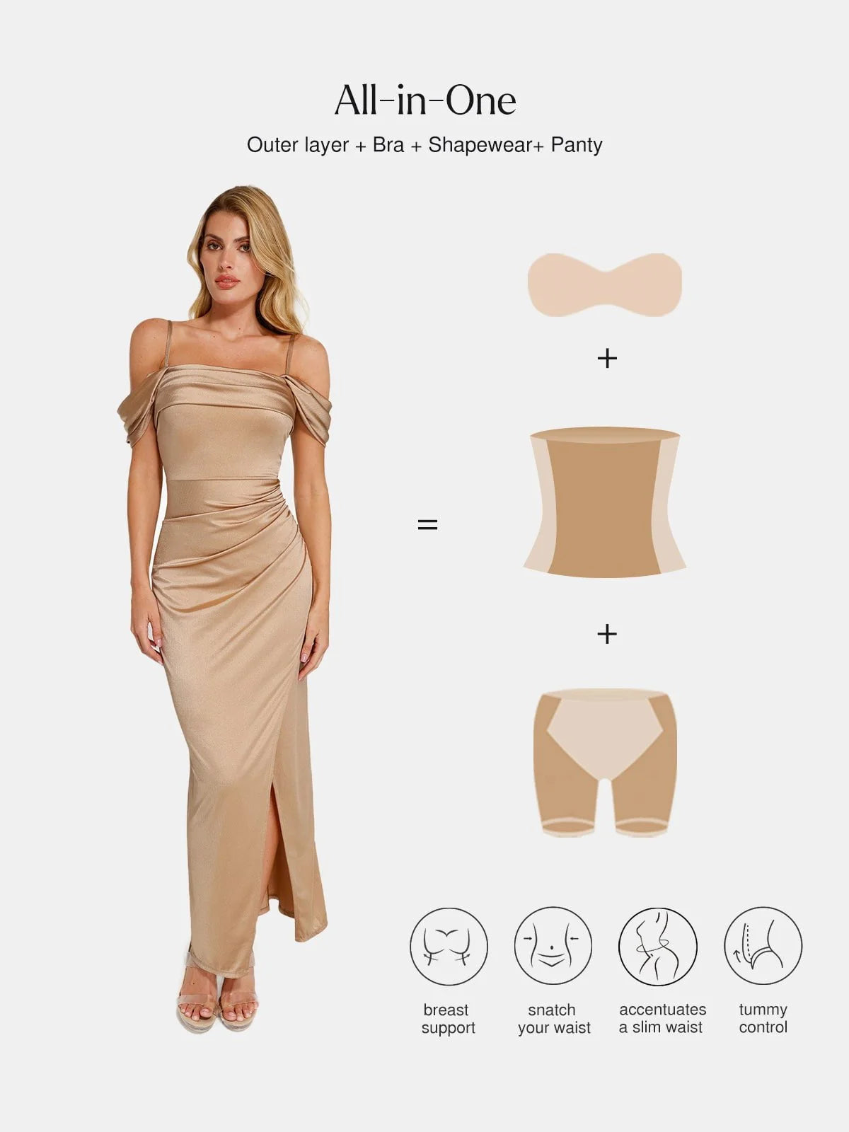 Ava - Robe longue gainante et brillante