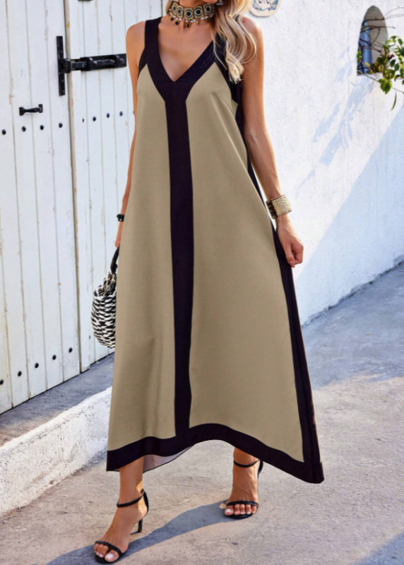 Hannah’s  - Artistic Patchwork V-Neck Dress