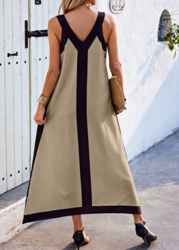 Hannah’s  - Artistic Patchwork V-Neck Dress